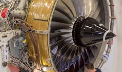 A Trent 700 highbypass turbofan engine in production A Trent 700 highbypass turbofan engine in production