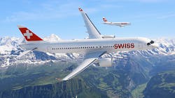 The Bombardier CS300 aircraft shown in Swiss International Air Lines livery The airline has ordered 30 of the CS Series narrowbody jets The Bombardier CS300 aircraft shown in Swiss International Air Lines livery The airline has ordered 30 of the CS Series narrowbody jets