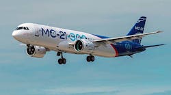 The Irkut MC-21 is a series of single-aisle, twin-engine aircraft developed for short- to medium-distance commercial service.