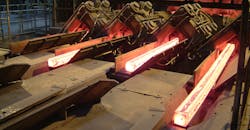 Three strand billet caster run-out Three strand billet caster run-out