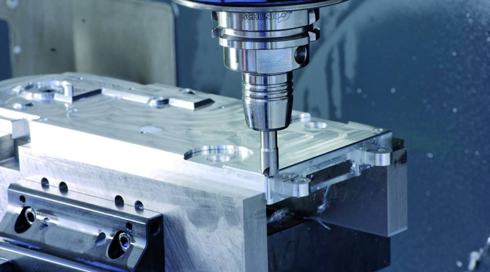 The Schunk Tendo Platinum toolholder for milling, drilling, and reaming is made of high-grade tool steel and finished with a single-cycle brazing and hardening process that allows for rigid and durable tool clamping. With vibration dampening and run-out accuracy of less than 0.003 mm (0.0001 in.) at 2.5X clamping diameter, the Tendo Platinum works with the machine spindle and cutting tools to reduce wear and damage.