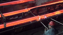 Raw steel billets cut-off torch Raw steel billets cut-off torch