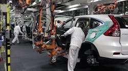 Honda Motor Co. set monthly production records for its worldwide operations and for operations outside of Japan.