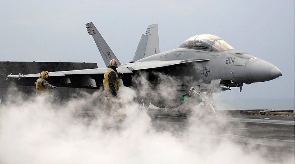 The Boeing F/A-18E and F/A-18F Super Hornet are more advanced versions of the original F/A-18 aircraft, outfitted with 20-mm guns for combat and able to carry air-to-air missiles and air-to-surface weapons.