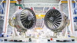 The Rolls-Royce Trent 1000 TEN, seen here during engine testing, is a new turbofan engine that entered into service in November 2017 for Boeing 787 Dreamliner aircraft.