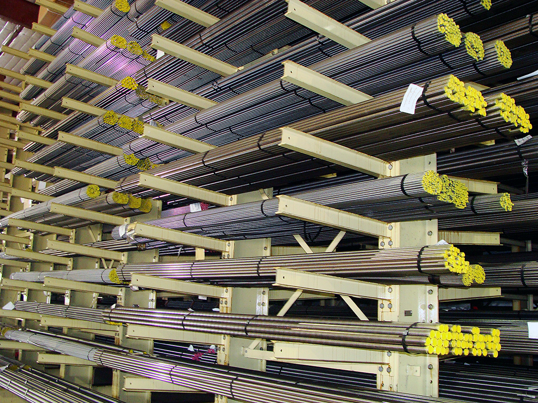 steel bars in storage racks