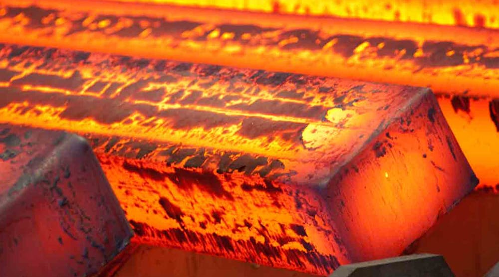 Raw steel is the product of basic oxygen furnaces and electric arc furnaces, and cast into semi-finished products, such as billets (shown here), blooms, and slabs. After rolling the billets to final dimensions, steel billets are used to form a range of commodity-grade and specialty bar, rod, and wire products.