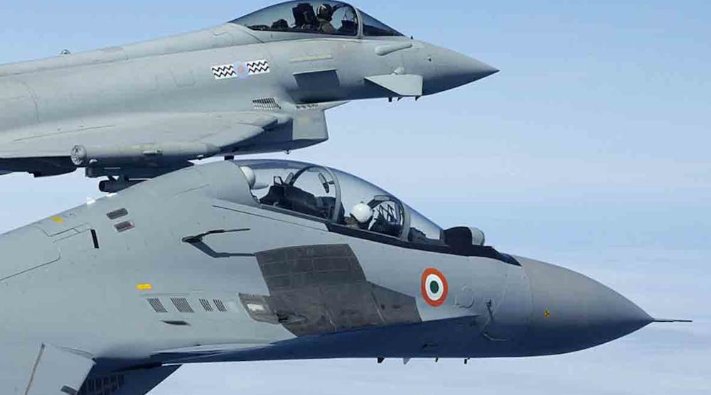 Both the Eurofighter Typhoon (above) and Dassault Rafale (below) are twin-engine, delta-wing multirole fighter jets. Their current generation is planned to remain in service through 2040.