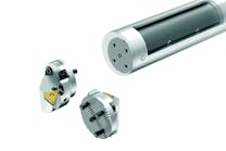 At IMTS 2018 Kennametal introduced a &ldquo;plug and play&rdquo;, vibration-free boring system with a serrated, bolt-on connection that clamps various styles and sizes of indexable heads. The system is capable of boring up to 10X diameter deep, with more aggressive cutting parameters and better surface results than alternative &ldquo;quiet&apos; bars.