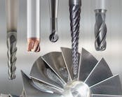 A new line of end mills feature geometry designed specifically for machining turbine and bladed components. The Emuge Turbine End Mills offer cycle-time reductions and extended tool life for demanding forms (wide sweeping radii, deep-pocketed cavities) and materials, including titanium, nickel alloys, aluminum alloys, and more.
