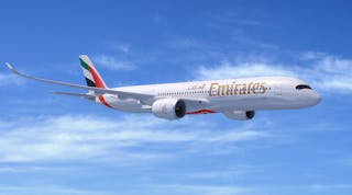 Emirates has ordered its first Airbus A350XWB wide-body long-range aircraft, with deliveries for a total of 30 jets to begin in 2024. The carrier also orders 40 A330neo aircraft.