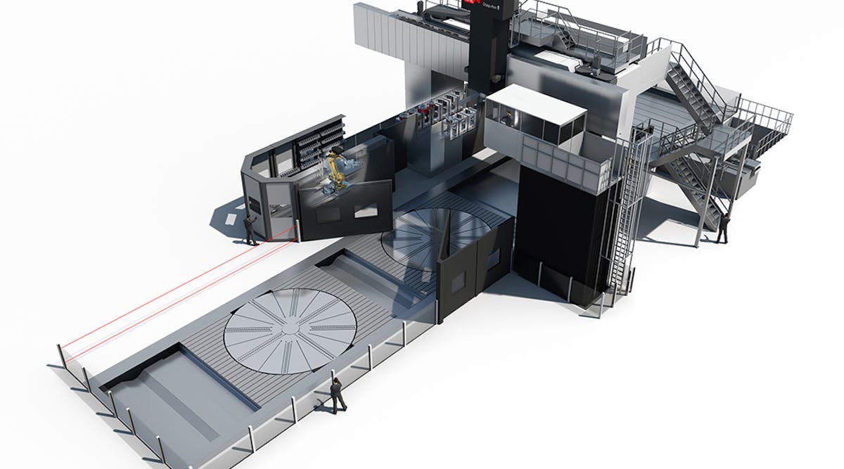 Metalex Manufacturing, Cincinnati, will install a Droop+Rein T portal machining center from Starrag, capable of machining a variety of materials with efficiency and precision in a single clamping operation. It will have a 18,000-mm table, 9,000-mm horizontal pass and 7,000-mm vertical pass &mdash; and working area of X:19,000/ 9,000 / 3,000 mm (X/Y/Z). There is also an option for flexible five-axis processing thanks to an integrated C-axis with stepless rotation and a universal fork-type milling head, featuring a B-axis that swivels &PlusMinus;95&deg;; and a sixth-axis (W) via a 5,500-mm continuously movable crossbeam.