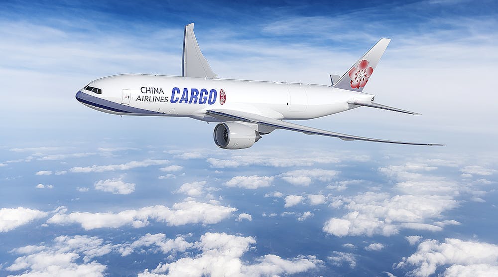 China Airlines plans to introduce cargo service from Taipei to North America. The 777 Freighter can fly trans-Pacific routes longer than 6,000 nautical miles with 20% more payload (maximum 102 tons) than other large freighters, like the 747-400F.