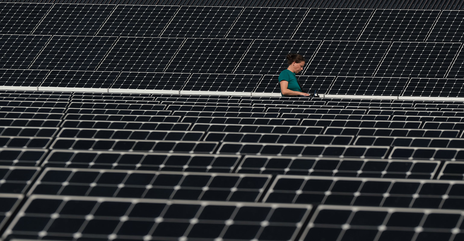 solar panels on the roof of the Futurium museum, Berlin, Germany