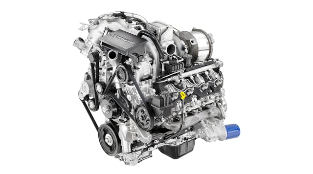 The Duramax 6.6-liter V-8 turbo-diesel engine is produced by DMAX, a joint venture of GM and Isuzu Diesel Services of America, and power the 2020 Chevy Silverado and Sierra heavy-duty pickups.