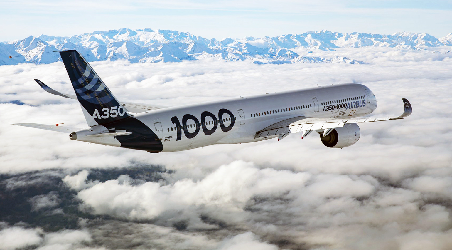 The A350-1000 is the largest variant of the A350 series, with a range of 8,700 nautical miles (16,112 km / 10,012 miles) and room for 350-410 passengers.