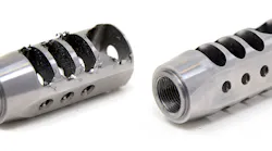 JR Precision & Welding used radial wheel brushes to remove large burrs from machined holes in 4140 alloy steel muzzle brakes for firearms. A muzzle brake, or compensator, connects to the barrel of a rifle or pistol to help control recoil and the rising of the barrel that normally occurs after firing.