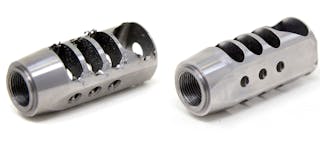 JR Precision &amp; Welding used radial wheel brushes to remove large burrs from machined holes in 4140 alloy steel muzzle brakes for firearms. A muzzle brake, or compensator, connects to the barrel of a rifle or pistol to help control recoil and the rising of the barrel that normally occurs after firing.
