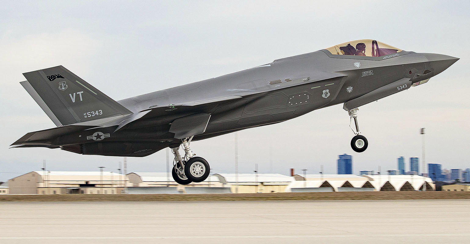 The 500th F-35 delivered takes off from Lockheed's Fort Worth, Texas, assembly plant.