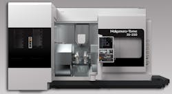 The new multitasking turning center has a maximum turning diameter of 12.6 in. (320 mm) and a maximum turning length of 65 in. (1,650mm.) The left and right spindles have 3-in. (80-mm) and 2.5- in. (65-mm) bar capacity, respectively. Tool spindle X,Y,Z travel is 25.4 X ±4.9 X ±32.5 in. (6,459 X ±1,259 X ±825 mm.) The B-axis tool spindle positioning range is 240 degrees. The new multitasking turning center has a maximum turning diameter of 12.6 in. (320 mm) and a maximum turning length of 65 in. (1,650mm.) The left and right spindles have 3-in. (80-mm) and 2.5- in. (65-mm) bar capacity, respectively. Tool spindle X,Y,Z travel is 25.4 X ±4.9 X ±32.5 in. (6,459 X ±1,259 X ±825 mm.) The B-axis tool spindle positioning range is 240 degrees.