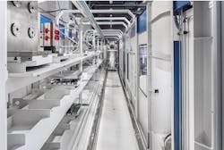 The PSS-L is equipped with a linear traveling pallet changer system with a pallet gripper to transport the materials between setting stations, work-piece deposits and machines. The PSS-L is equipped with a linear traveling pallet changer system with a pallet gripper to transport the materials between setting stations, work-piece deposits and machines.