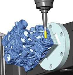 Mastercam 2021's new 3+2 Automatic Roughing toolpath automatically makes multiplane, three-axis roughing toolpaths by evaluating the model and stock, creating a cut, calculating what remains, and repeating the process until roughing is complete. Mastercam 2021's new 3+2 Automatic Roughing toolpath automatically makes multiplane, three-axis roughing toolpaths by evaluating the model and stock, creating a cut, calculating what remains, and repeating the process until roughing is complete.