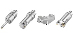 The eBore Fine Boring System includes these tool types, from left to right: eBore Universal, eBore Fine Boring, eBore Bridge Tool, eBore Twin Cutter. The eBore Fine Boring System includes these tool types, from left to right: eBore Universal, eBore Fine Boring, eBore Bridge Tool, eBore Twin Cutter.