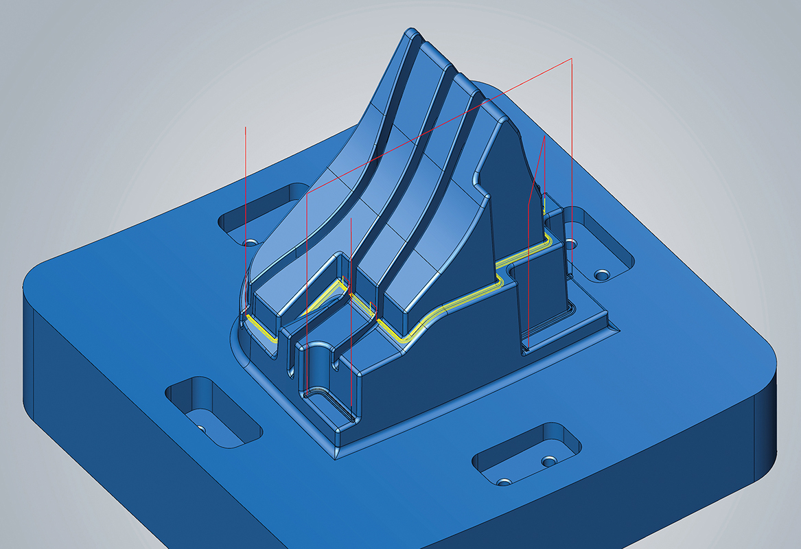 hyperMill 2021.1 Interactive Edit Toolpath after initial toolpath generation offers the flexibility to adapt toolpaths by trimming and removing sequences accordingly for component conditions.