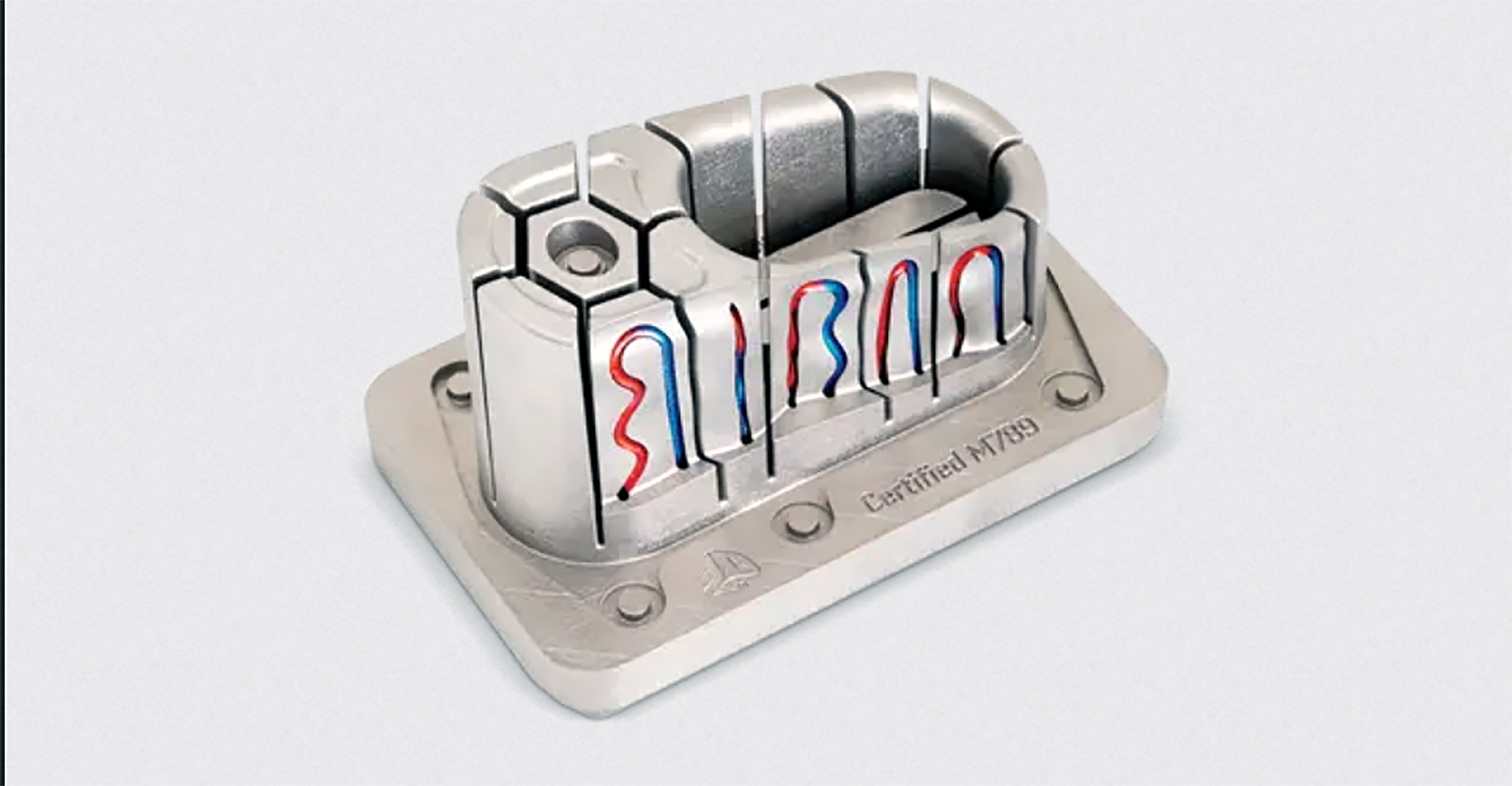 &ldquo;High-strength mold insert for air vents produced with metal additive manufacturing in Certified M789 (A) cobalt free tool steel. Integrated conformal cooling channels manage heat dissipation, achieve uniform cooling, reduce warping and deformation while achieving better overall injection molding economics.&rdquo;