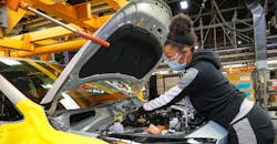 A 2022 Chevrolet Bolt EUV during assembly at the General Motors Orion Assembly Plant in Orion Township, Michigan. A 2022 Chevrolet Bolt EUV during assembly at the General Motors Orion Assembly Plant in Orion Township, Michigan.
