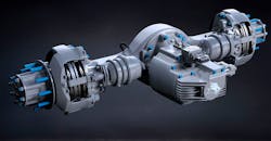 Meritor 14Xe™ ePowertrain all-electric drive system for Class 5-8 commercial vehicles. Meritor 14Xe™ ePowertrain all-electric drive system for Class 5-8 commercial vehicles.