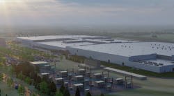 A rendering of the Ultium Cells LLC plant for EV batteries planned for Spring Hill, Tenn.
