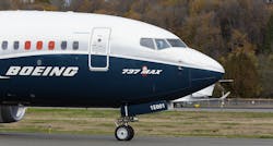 A taxiing Boeing 737 MAX jet. A taxiing Boeing 737 MAX jet.