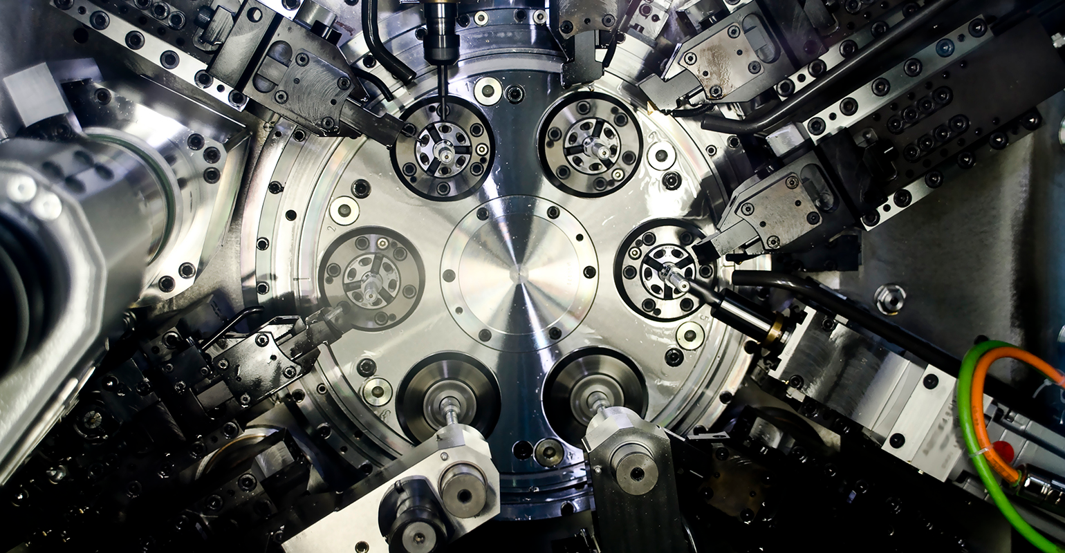 Close view of CNC machine.