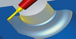 New hyperMILL® infeed strategy delivers top surface qualities for five-axis radial machining (blow molds). New hyperMILL® infeed strategy delivers top surface qualities for five-axis radial machining (blow molds).