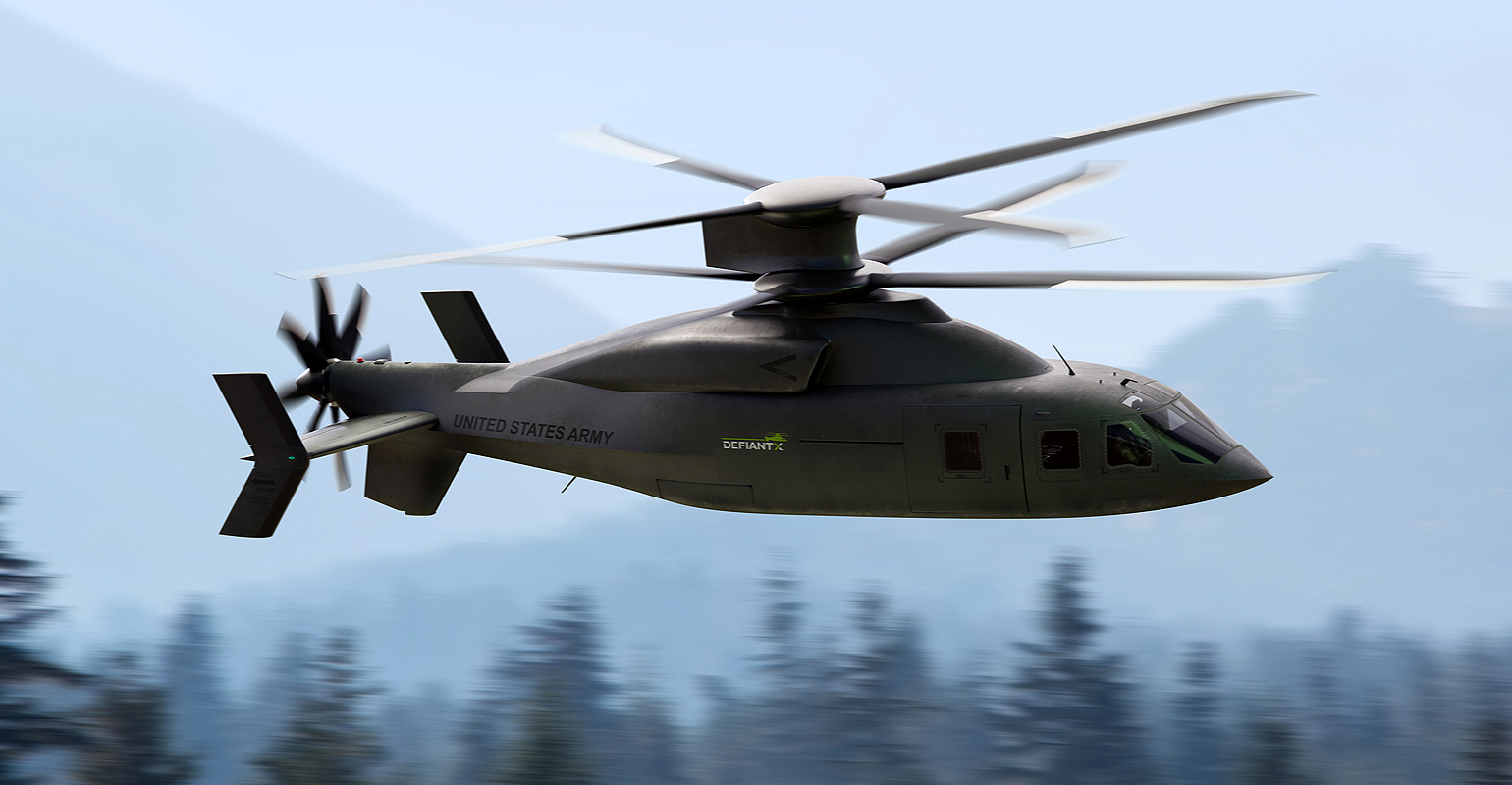 The Sikorsky/Boeing DEFIANT X&circledR; helicopter proposed for the U.S. Army&rsquo;s Future Long-Range Assault Aircraft (FLRAA) competition.
