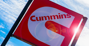 Cummins Inc. logo sign, Columbus, Indiana.
