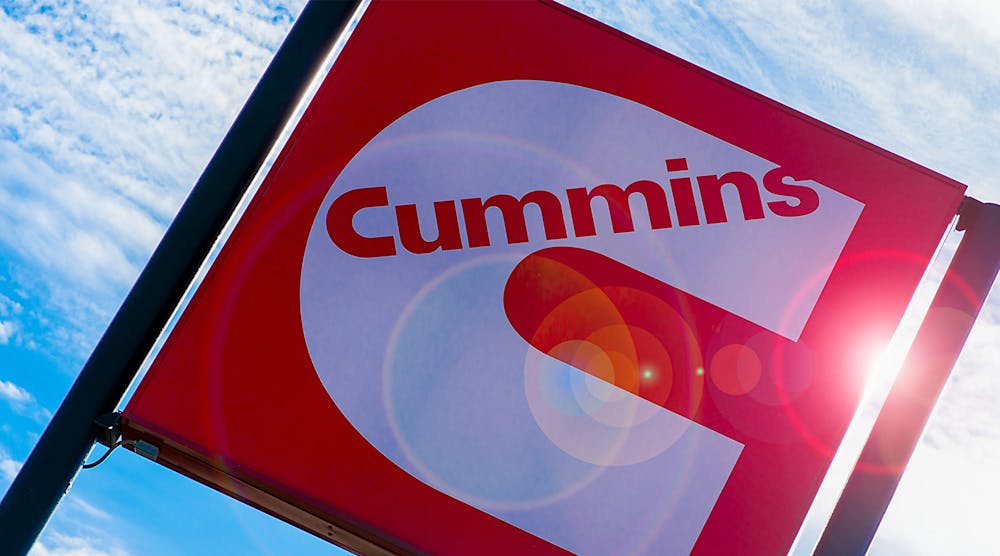Cummins Inc. logo sign, Columbus, Indiana.
