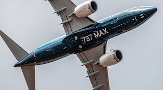 Boeing 737-7 MAX at the 2018 Farnborough International Airshow.