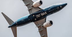 Boeing 737-7 MAX at the 2018 Farnborough International Airshow. Boeing 737-7 MAX at the 2018 Farnborough International Airshow.
