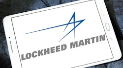 Lockheed Martin logo graphic shown on phone/tablet.