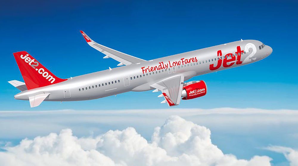 Airbus A320neo illustration, showing Jet2 livery.