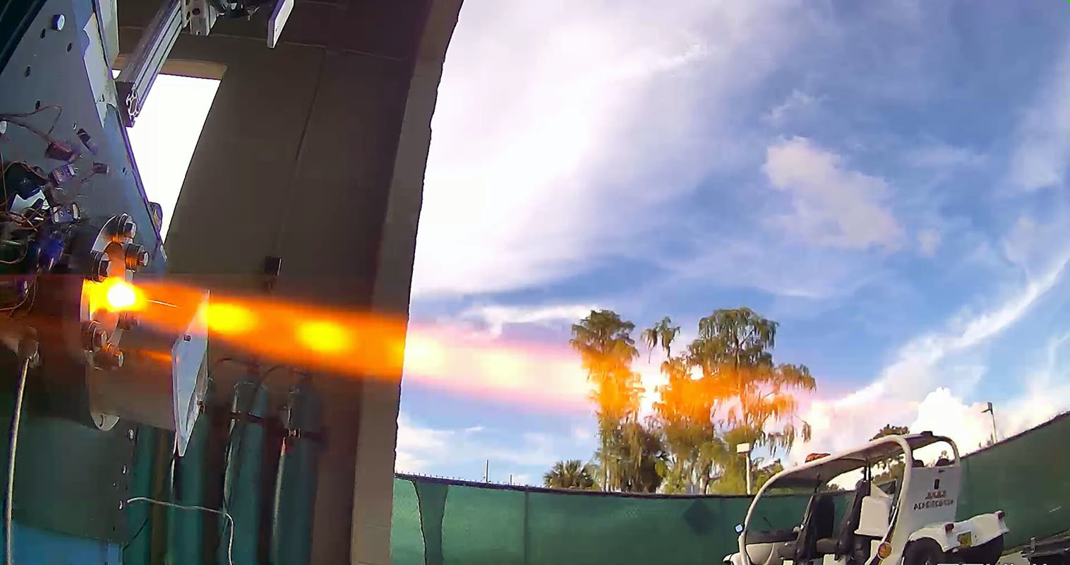 A University of Central Florida research effort produced a continuously firing prototype of a H2/O2 rotating detonation engine.