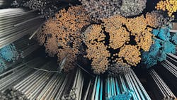 Finished steel in a warehouse. Finished steel in a warehouse.