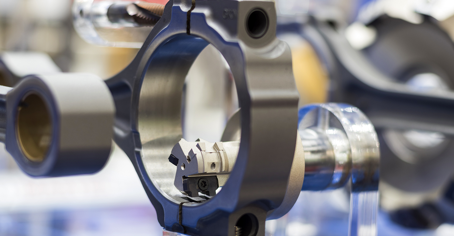 Cutting tool in CNC machining operation.