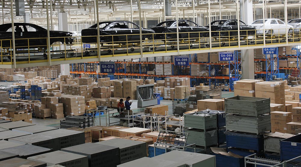 Auto assembly plant parts warehouse.