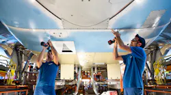 Airbus workers at A320 assembly line in 2019.