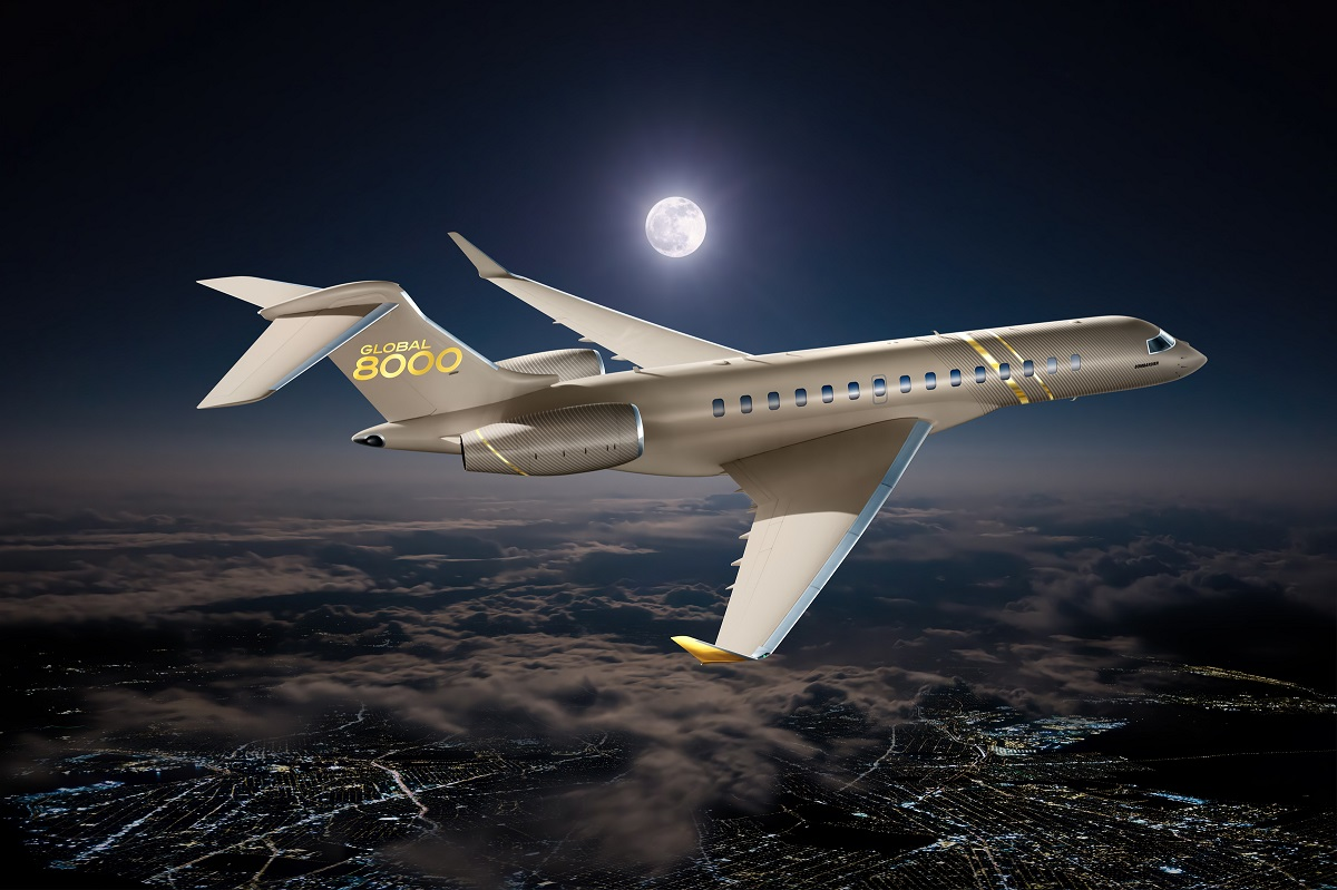Bombardier Global 8000 long-range business jet.