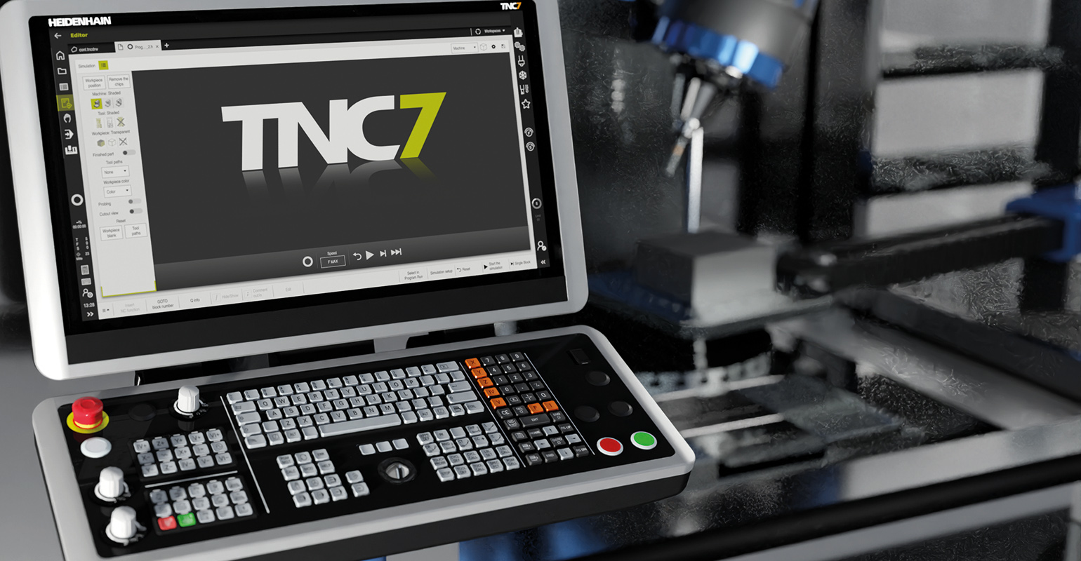 The TNC7 CNC control from HEIDENHAIN.