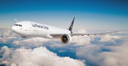 The new Boeing 777-8 Freighter aircraft, in Lufthansa livery. The new Boeing 777-8 Freighter aircraft, in Lufthansa livery.